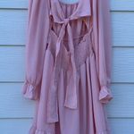 Lyaner Women's Square Neck Tie Back Elastic Waist Long Sleeve Ruffle Hem Mini Dress Photo 3