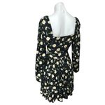 ASOS Collusion Black Floral Dotted Long Sleeve Sweetheart Smocked Mini Dress 0 Photo 1