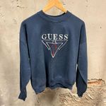 Guess Vintage 90s Navy Blue Embroidered Crewneck Sweatshirt Unisex Large L Y2K Photo 0