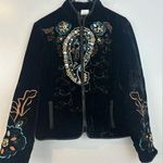 Harvé Benard Harve Benard Black Velvet Embroidered & Sequin Zip Up High Neck Jacket Size 10 Photo 0