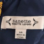 Nanette Lepore Navy and Gold Floral Dress NWT Sz 14 Pleated Wedding Guest Dress Photo 7