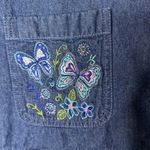 Blair Denim Jacket Embroidered Butterflies Floral Zip Front Women's Medium Photo 1