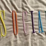 SheIn Womens Short Sleeve Crew Neck Embroidered Letters Social Size Medium Photo 7