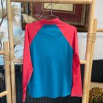 Bette & Court 1/4 Zip Long Sleeve Swing Sunshirt in Blue & Coral Photo 5