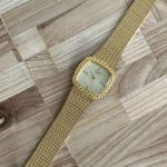 Geneva Electra Diamond Ladies Watch Gold Tone Weave Bracelet Gold Square Dial Photo 5