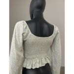 Hollister  green‎ floral smock shirt, off the shoulders, long sleeve, size XS Photo 2