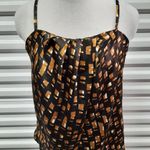 New York And Company Shirt Womens Medium Brown Faux Wrap Sleeveless Top Blouse Photo 3
