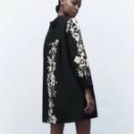 ZARA  Black Dress with Cream Floral Accents Photo 4