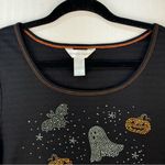 Christopher & Banks Halloween Long Sleeve Shirt Medium Studded Ghost Pumpkin Bat Photo 5