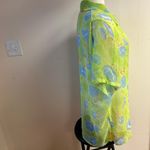 Vintage 90s Hawaiian Green Floral Sheer Button Up Blouse size M made in France Size M Photo 2