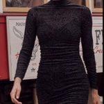 Likely  Leopard Burnout Wylie Dress Size 2 Black Ruched Long Sleeve Mock Neck Photo 0