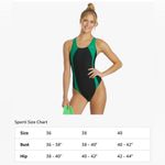 Sporti Piped Splice Wide Strap One Piece Swimsuit Black Green 38 NWT Photo 7