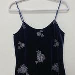 Teeze Me  Velvet Fit Flare Dress Medium Blue Silver Tank Slip Romantic Dinner Photo 5