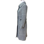 Tory Burch Virginia Glen Plaid Houndstooth Tweed Wool Coat Green Teal White 2 Photo 3