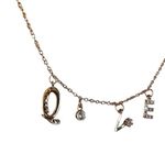 Sterling Silver US Jewelry House  Rose Gold Love Letter Charm Necklace Pink NWT Photo 3