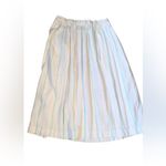 Karen Scott Vintage Medium  White and Blue Striped Midi Skirt 100% Cotton, Pastel Photo 1