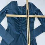 Eshakti  Dress Womens‎ 4 Blue Long Sleeve Midi Ruched Bodice Flare Cotton Spandex Photo 4