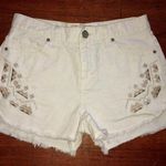 Free People White Denim Shorts Gold Embroidery Womens Size 26 Small Cutoff FP Photo 4