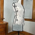 Dorse In Pelle Distressed Metallic Italian Leather Gun Metal Crossbody Silver Photo 1