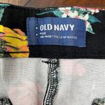 Old Navy  Women's Pixie Mid Rise Pants Black Floral Colorful Size 12 Casual GUC Photo 2