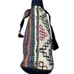 Yathra Wool Bhutan Handmade Shoulder Tote Bag Top Double Handles Abstract Women Blue Photo 4