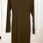 H&M Olive Green Long Sleeve Mock Neck Midi Dress Photo 9