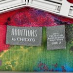 Chico's  Shirt Large Additions Art To Wear Bright Abstract Crinkle Sheer Button Up Photo 7