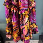 Truth NYC  L Hi Low Dress Black Yellow Floral Smock Ruffled Boho Bold Statement Photo 5