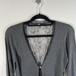 margaret o'leary Sz M grey cashmere & silk blend 3/4 sleeve Henley sweater Lace Photo 1