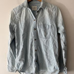 American Eagle  Light Wash Denim Button Down Boyfriend Fit Long Sleeve Top Photo 0