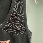 Harley Davidson  Size Medium Womens Black Tank Embroidered Paisley Biker Photo 4