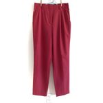 EXPRESS Super High Rise Pleated Ankle Pants in Coral Red Small Photo 5