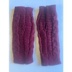 Women’s Cable Knit Fingerless Gloves Burgundy One Size Red Photo 3