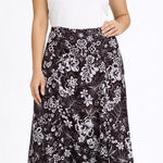 Danny & Nicole  Brown and White Floral A-Line Skirt, size 8 (1 piece) Photo 0