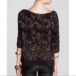 Free People  • Floral Fields sweater black tan knit linen alpaca fuzzy zipper Photo 13