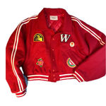 Wahine Red Wool Blend Varsity Bomber Jacket Aloha Hawaii Patch Lined M Size M Photo 0