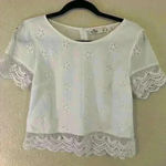 Hollister  White Eyelet Top, size S, festival shirt, crochet sleeves Photo 0