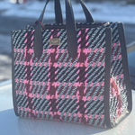 Kate Spade  Black and Pink Woven Plaid Large Tote Photo 0