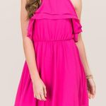 Francesca's NWT Francesca’s A-Line Ruffle Neon Pink Dress Photo 0