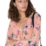 & Other Stories & OTHER STORIES Women's Floral Fairy Core V-Neck Tie Up Silk Blouse Size 4 Photo 0