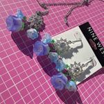Nine West 2pc set necklace + earring blue gradient Morning Glory crystal paved Photo 6