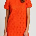 Never A Wallflower Eyelet Puff Sleeve Mini Dress Women's Size XS Fire Orange Photo 0