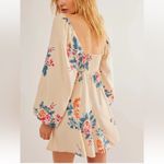 Free People  Francesca Boho Mini Dress Ivory Floral Long Sleeve V-Neck Photo 1