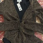 Sadie Front Twist VNeck Glitter Knit Lurex Bodysuit Gold Size L Photo 5