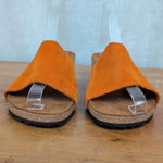 Mila Paoli Italian Made Orange Suede Wedge Slide Sandals 8.5 Photo 6