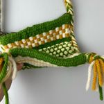 Vintage Hand Crafted Yarn Crochet Striped Boho Shoulder Bag Braided Strap Green Photo 10