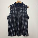 Lady Hagen Navy Star-Patterned Sleeveless Collared‎ Top Polo Preppy Photo 3