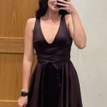 House Of CB Shiema Plunge Mini Dress - Rich Chocolate Photo 0