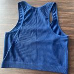 Bozzolo  blue small/medium ribbed notched crop tank top excellent condition Photo 2