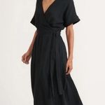 Marine layer Valencia Wrap Dress Black Cotton S Photo 0